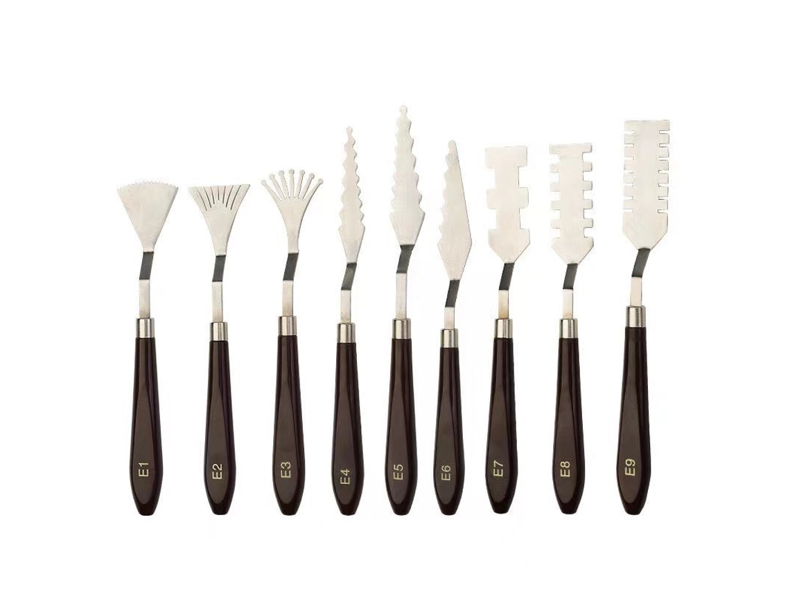 Kit Com 9 Espátulas Para Arte Floral Com Textura, Espátulas De Paleta Artística Com Formatos Especiais, Ferramentas De Pintura A Óleo E Acrílica