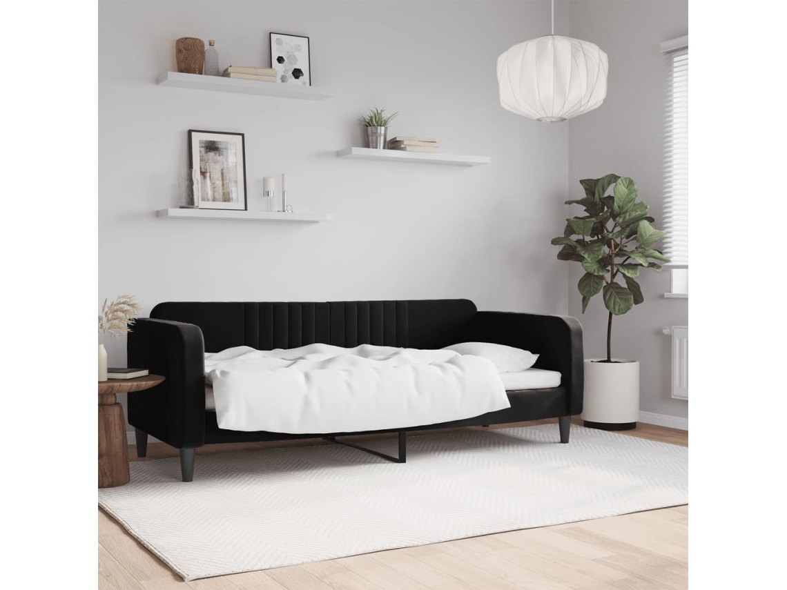 Sofá cama 80x200 cm terciopelo negro