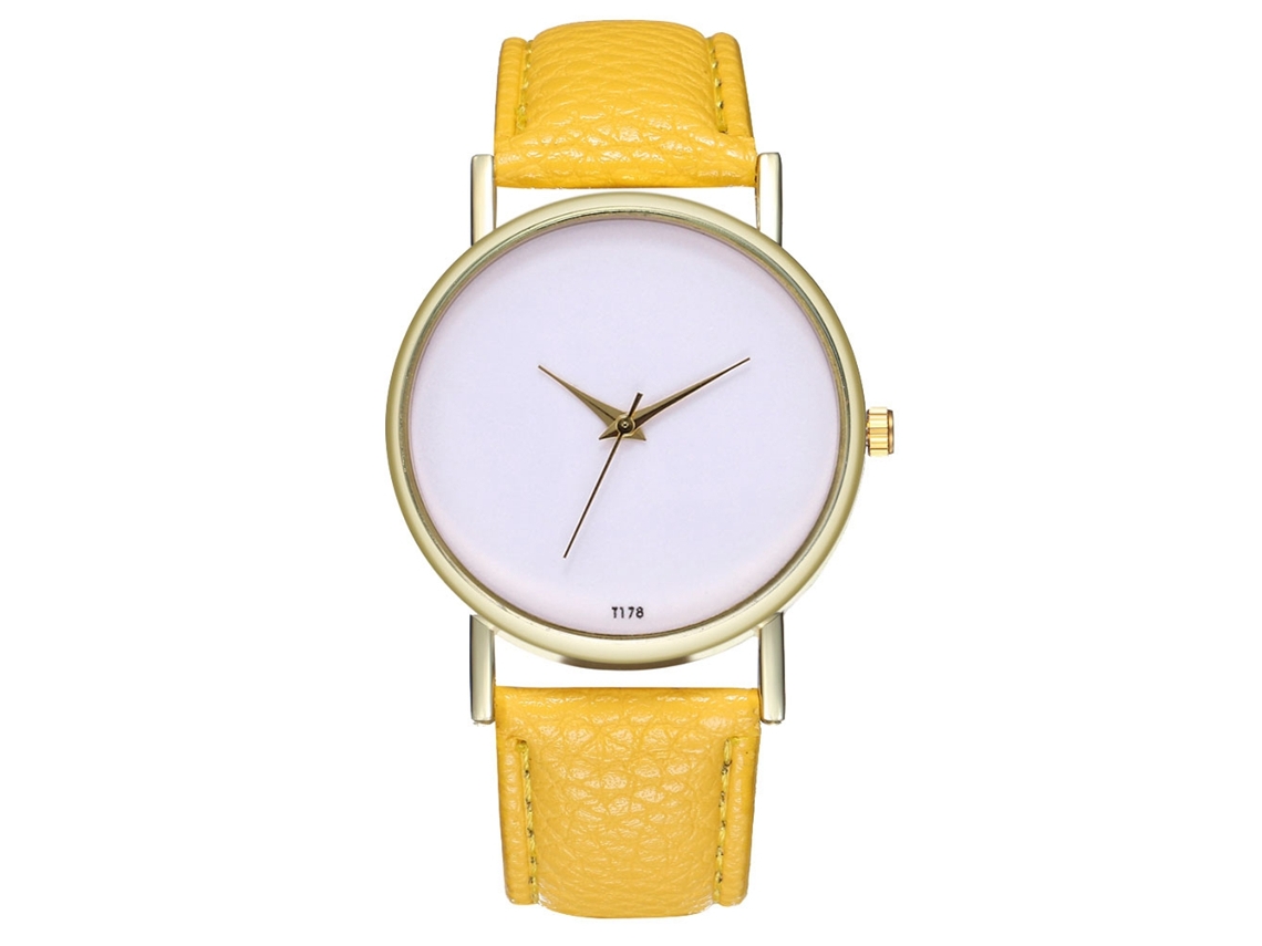 Relógio de quartzo unissex elegante e casual, ideal para presentear casais (amarelo)