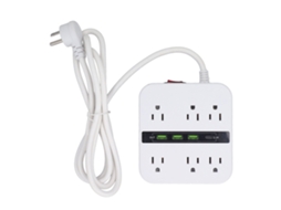 Laxiscreed Extensão De Energia Com 6 Tomadas Eua E Múltiplas Portas Usb Para Conforto E Segurança