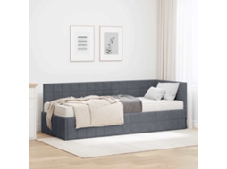 Vidaxl Estrutura De Cama De Canto Com Colchão 2 Unid. Cinzeto Veludo