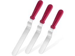 Conjunto De 3 Espátulas Para Bolo - Aço Inox 18/0 - 3 X 15/20/25 Cm (vermelho)