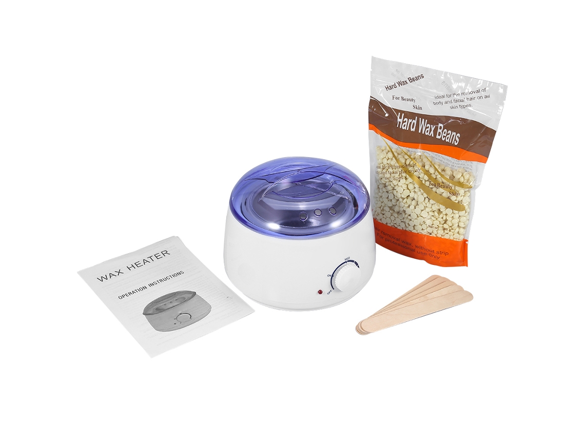 Kit De Cera Parafina Com Aquecedor Spa, 300g De Cera Em Grãos E Espátulas Para Remoção De Cabelos