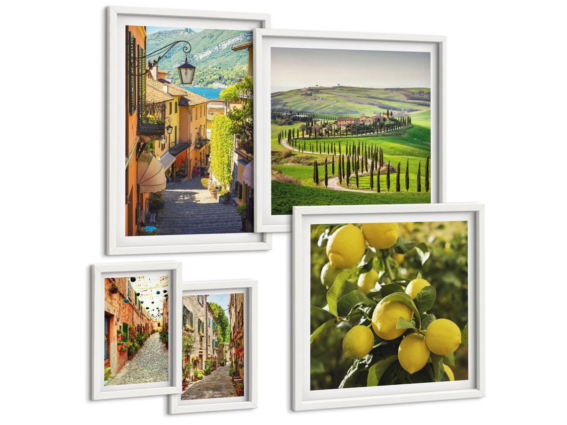 Quadros Decorativos Para Parede Citação Sobre Paisagens De Nova York Moldura Branca Pinturas De Quarto Espelharte (conjunto De 5 Imagens)