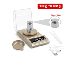 Balança Eletrônica Digital De Precisão (dourada, 100 G), Alimentada Por Usb, Com Visor Lcd E Precisão De 0,001 G.
