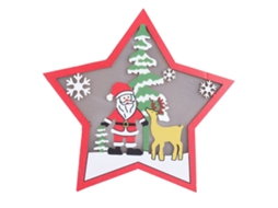 Enfeite de Estrela de Madeira com Luz Led para Natal Decoração Festiva Mesa e Prateleira S/MARCA