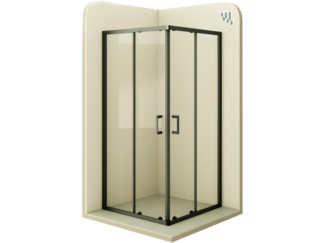 Cabine de Duche MOMENTS OF GLASS Diana 75x90x180cm | Reversível |Portas de correr, Ajuste 72,5-74,5x87,5-89,5cm | Perfis pretos, Vidro transparente 6mm