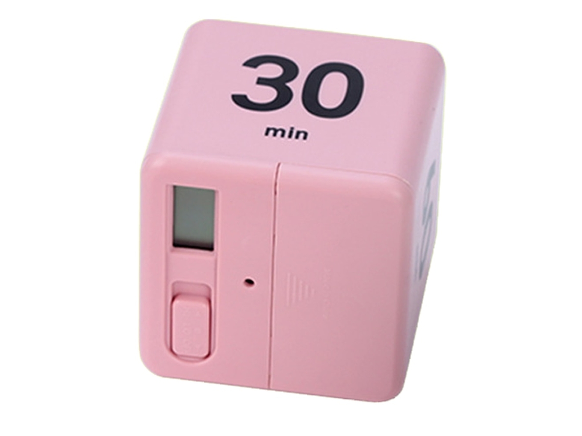 Relógio Cubo Com 4 Níveis De Regulação, Alarme Ajustável, Rosa, 6.6x6.6 Cm