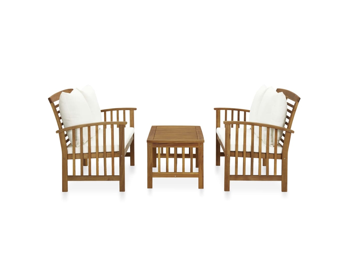Conjunto de 3 Lounge de Jardim com Almofadões Acácia Maciça MAISON EXCLUSIVE