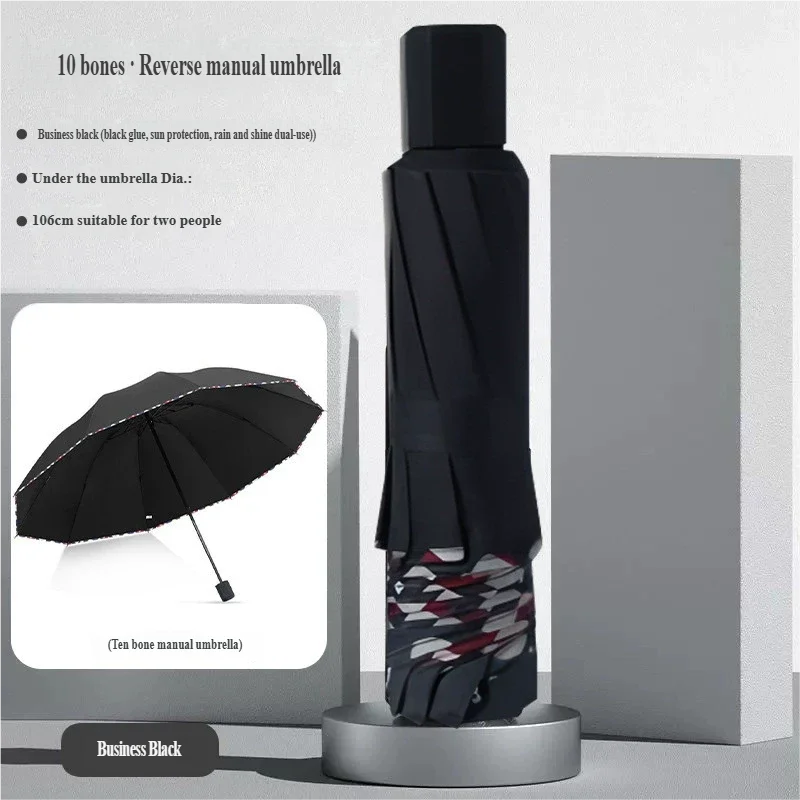 (preto 10k) Guarda-chuva Dobrável Extra Grande E Grosso, Dupla Função Para Proteção Solar E Contra Chuva, Guarda-chuva Feminino Com Proteção Uv