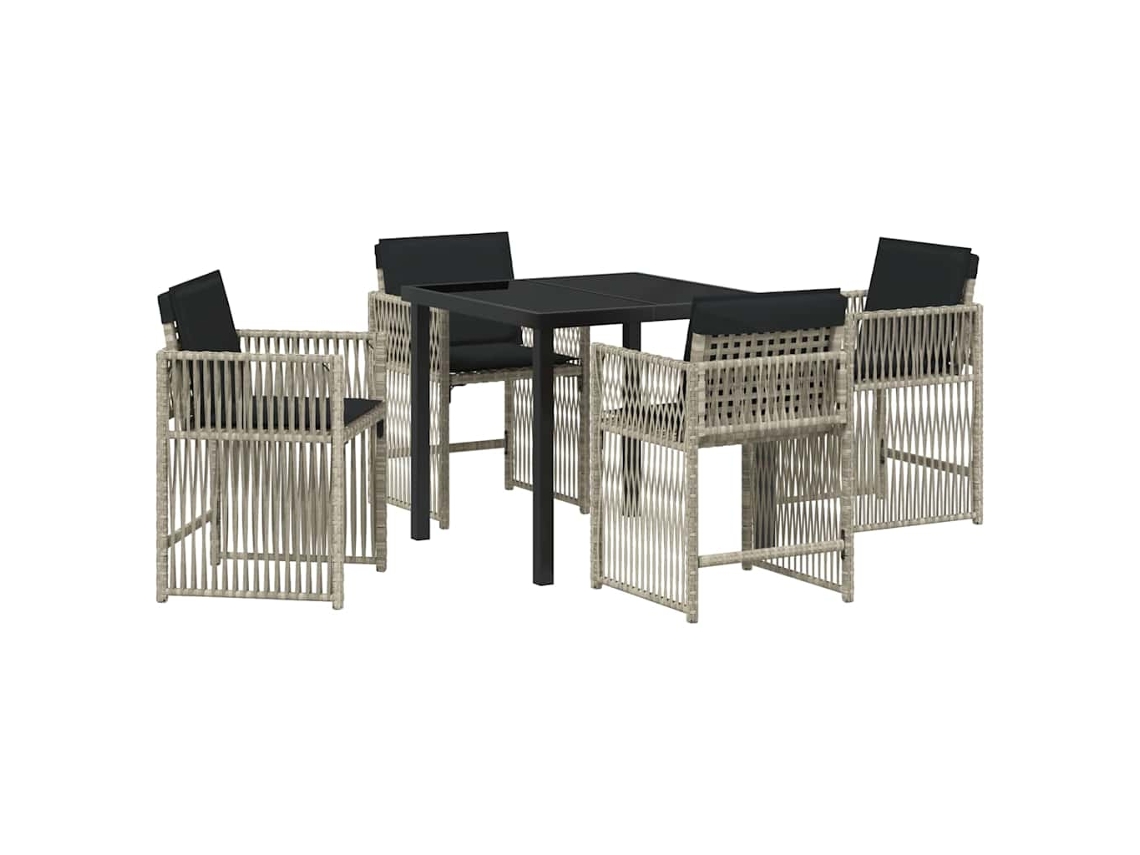 Conjunto de Jantar para Jardim 5 Pcs - Móveis de Jardim para Refeição Cinzento claro Vime Pe HARLANV1