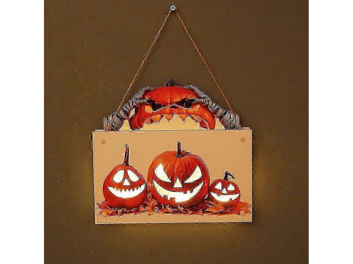 Pingente De Madeira Com Led Para Halloween