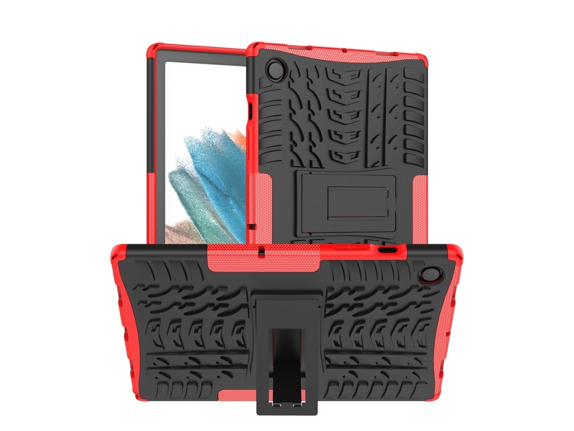 Capa resistente com suporte integrado para Samsung Galaxy Tab A8 10.5 2021, cor vermelha