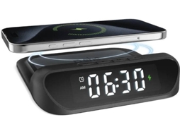 Despertador 2 em 1 SBS com Carregamento sem Fio (15 W - Preto)