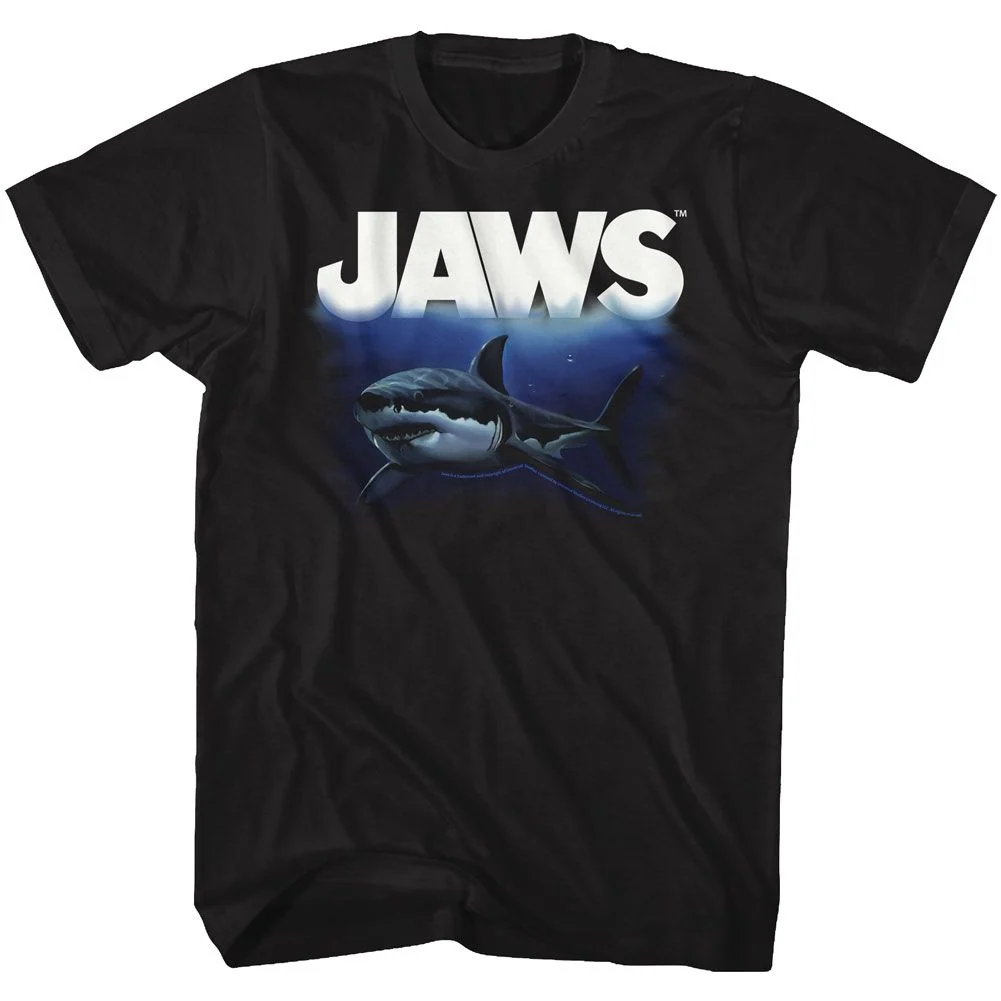 Rockinstone Jaws Movie Deep Blue Sea Black Adult T-shirt Size:xxl
