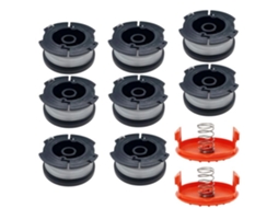Kit com 8 Carretéis de Fio para Aparador de Grama AQUAFORGE, compatível com Black+decker A6481 Ø 1