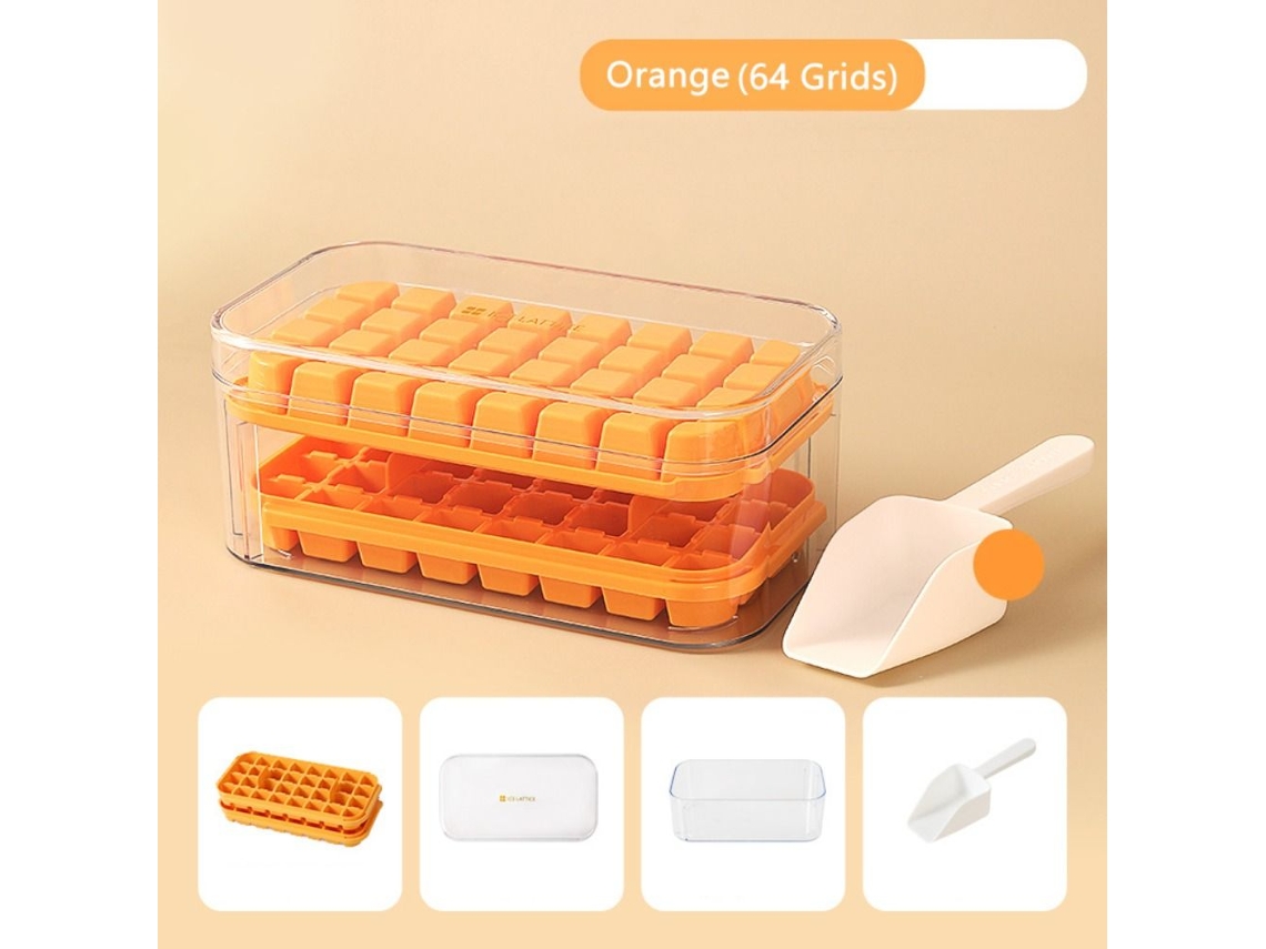 Ice Cube Bricka Laranja 64 Grades Máquina de fazer cubos de gelo 64 Grades Laranja Slowmoose