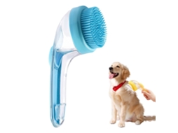 Escova Banho Pet Massagem Remove Pelos Longo 5x8.5cm Azul