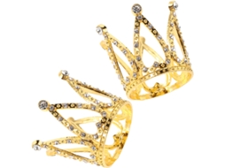 Conjunto De 2 Mini Coroas Decorativas De Metal Com Strass Dourados