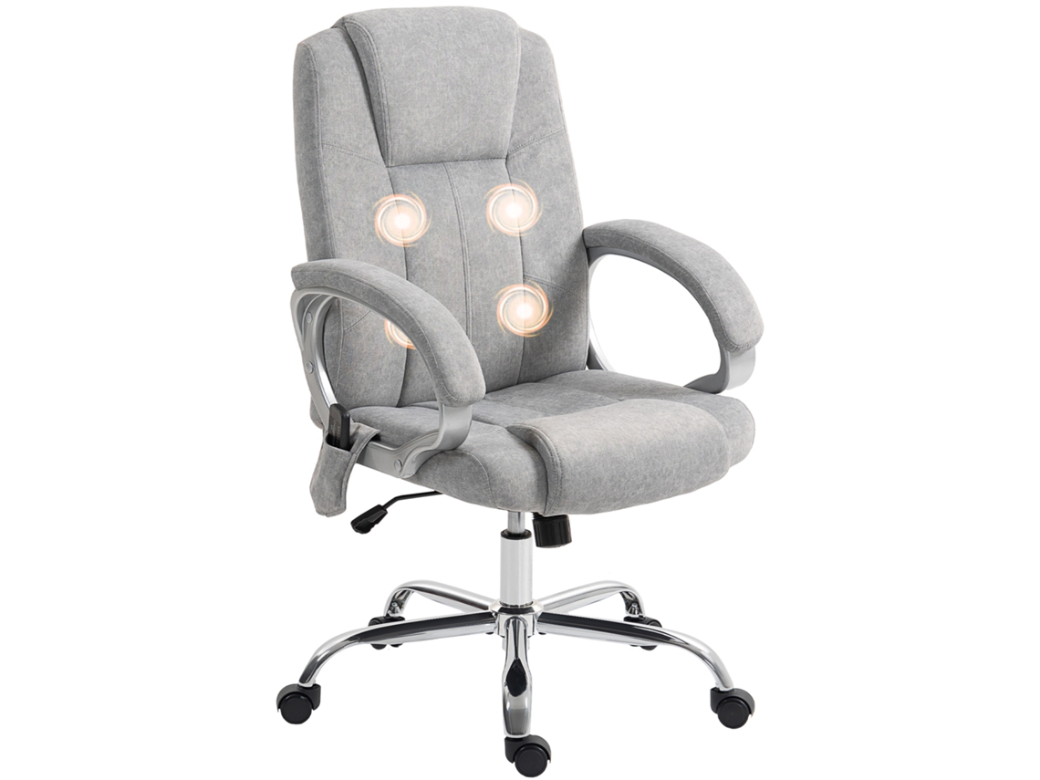 Cadeira De Escritório Com Massagem E Aquecimento, De Ergonômica, Altura E Apoios De Braço Ajustáveis, Cinza