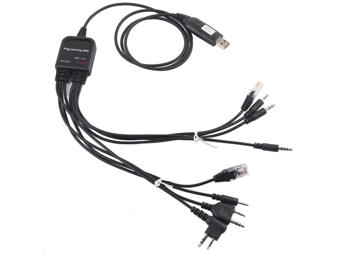 Mali cabo de Programação Usb 8 em 1 para Rádios Kenwood, Quanshengcn, Tyt, Motorola e Outros