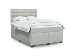 Vidaxl Cama Com Molas/colchão 160x200 Cm Veludo Cinzento-claro