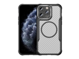 Capa Transparente Para Iphone 11 Pro - Textura De Fibra De Carbono - Magsafe