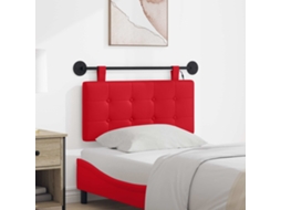 Vidaxl Cabeceira Suspensa Com Luz Led Vermelho Couro Sintético