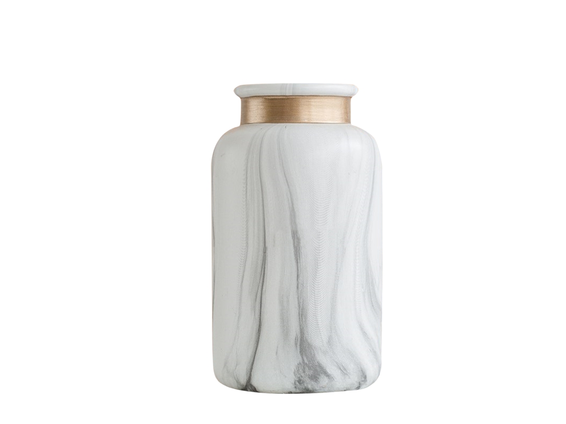 Vaso De Cerâmica Branco Com Estampa De Mármore Laxiscreed Para Quarto, Sala, Café Ou Escritório