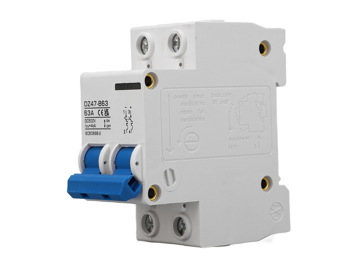 Interruptor de Circuito Mcb 2p Cc 500v 63a, Capacidade de Ruptura 4000a | S/MARCA
