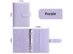 A6 Loose Leaf Macaron Pu Leather Notebook Cash Organizer Accounting Journal With Zipper Pouch Dreamy Purple Cover
