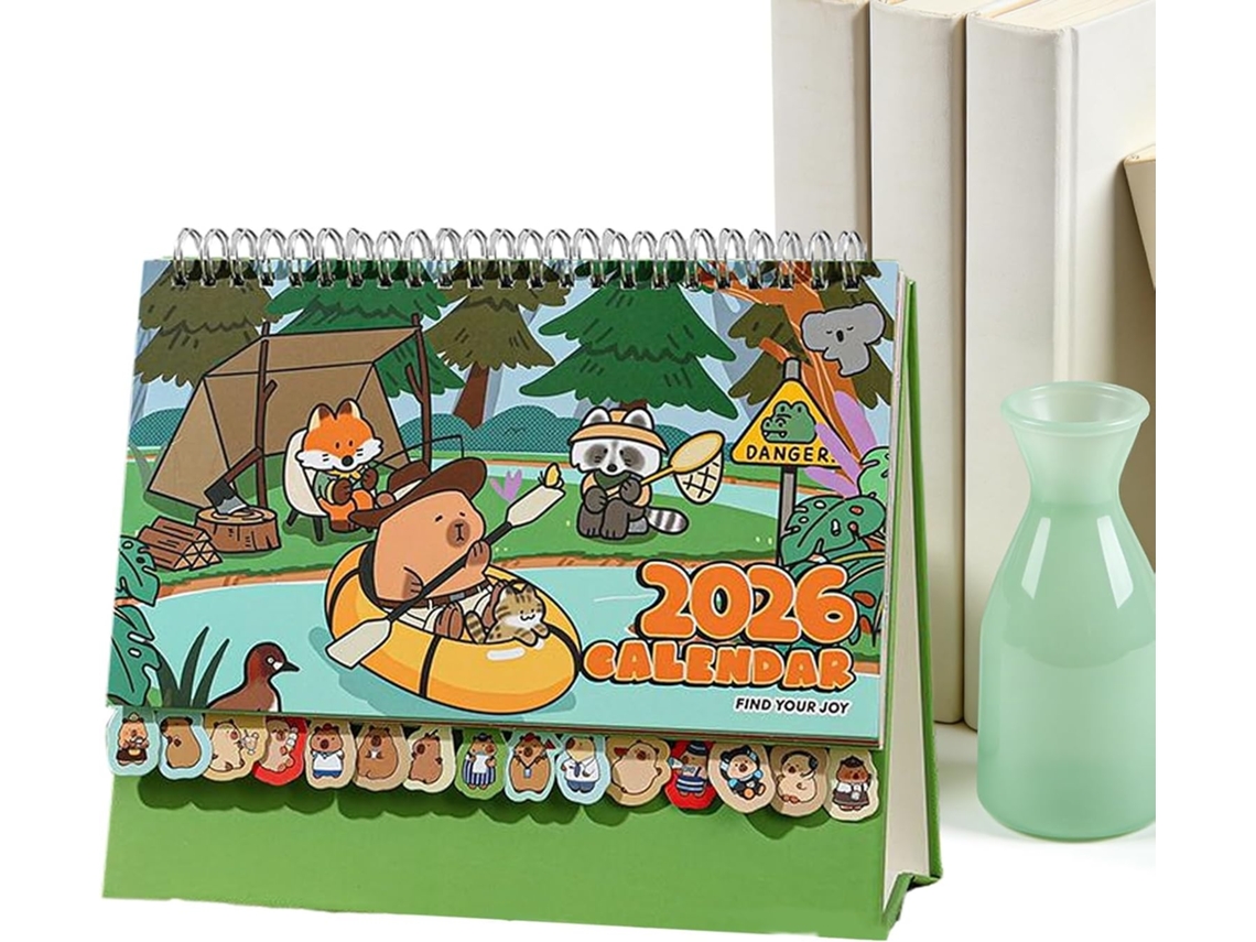 Calendário de Mesa com Decoração Animais para Meninas, e CHABERLU