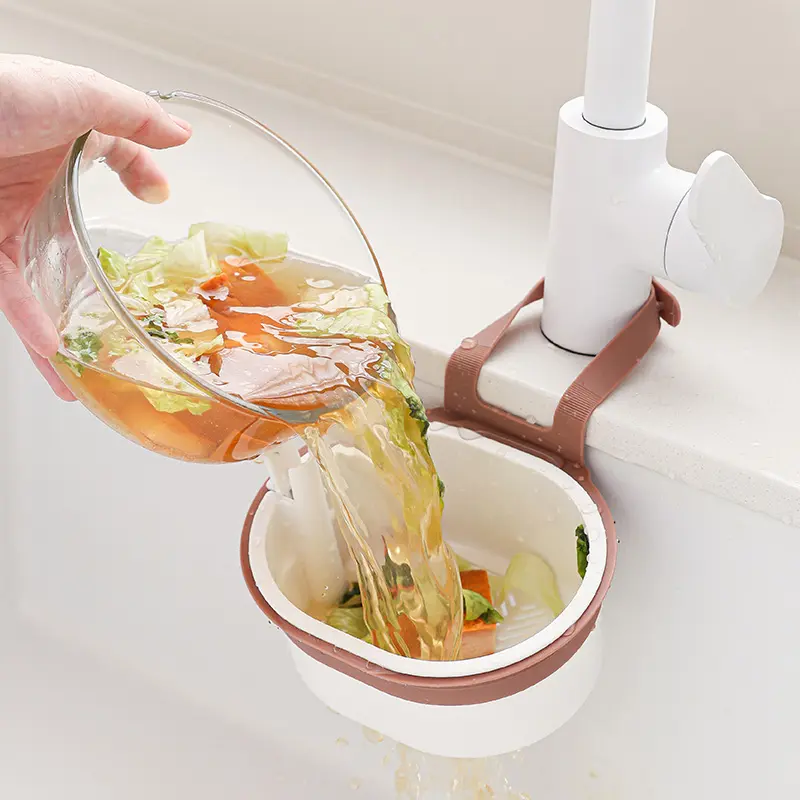 Balcão De Cozinha Em Plástico Branco E Marrom, Para Pendurar Restos De Comida