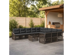 Vidaxl Conjunto De Sofá De Jardim 12 Pcs Cinzento Vime Pe