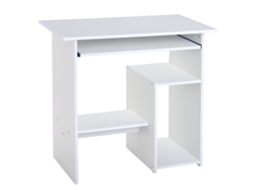 Mesa de Computador com Bandeja para Teclado e Suporte para Monitor, 80x45x75cm, na Cor Branca