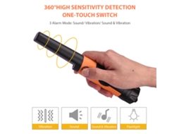 Detector de metais portátil submersível IP68 com função de localização precisa, alarme sonoro e vibração.
