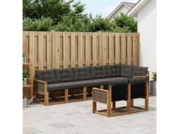 Vidaxl Conjunto De Sofás Para Exterior 8 Pcs Natural E Preto