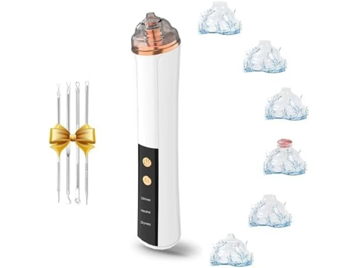Removedor De Cravos A Vácuo Limpador De Poros Facial 6 Poderes De Sucção 3 Níveis De Sucção Ajustáveis Recarregável Por Usb Branco Yizhood