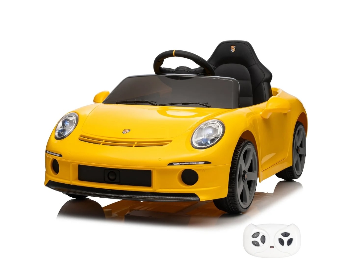 Ruf Gt Carro Elétrico 12v Para Crianças 1 A 5 Anos – Carro Desportivo De Luxo Com Banco Em Pele, Jantes Eva &amp; Bluetooth – Amarelo