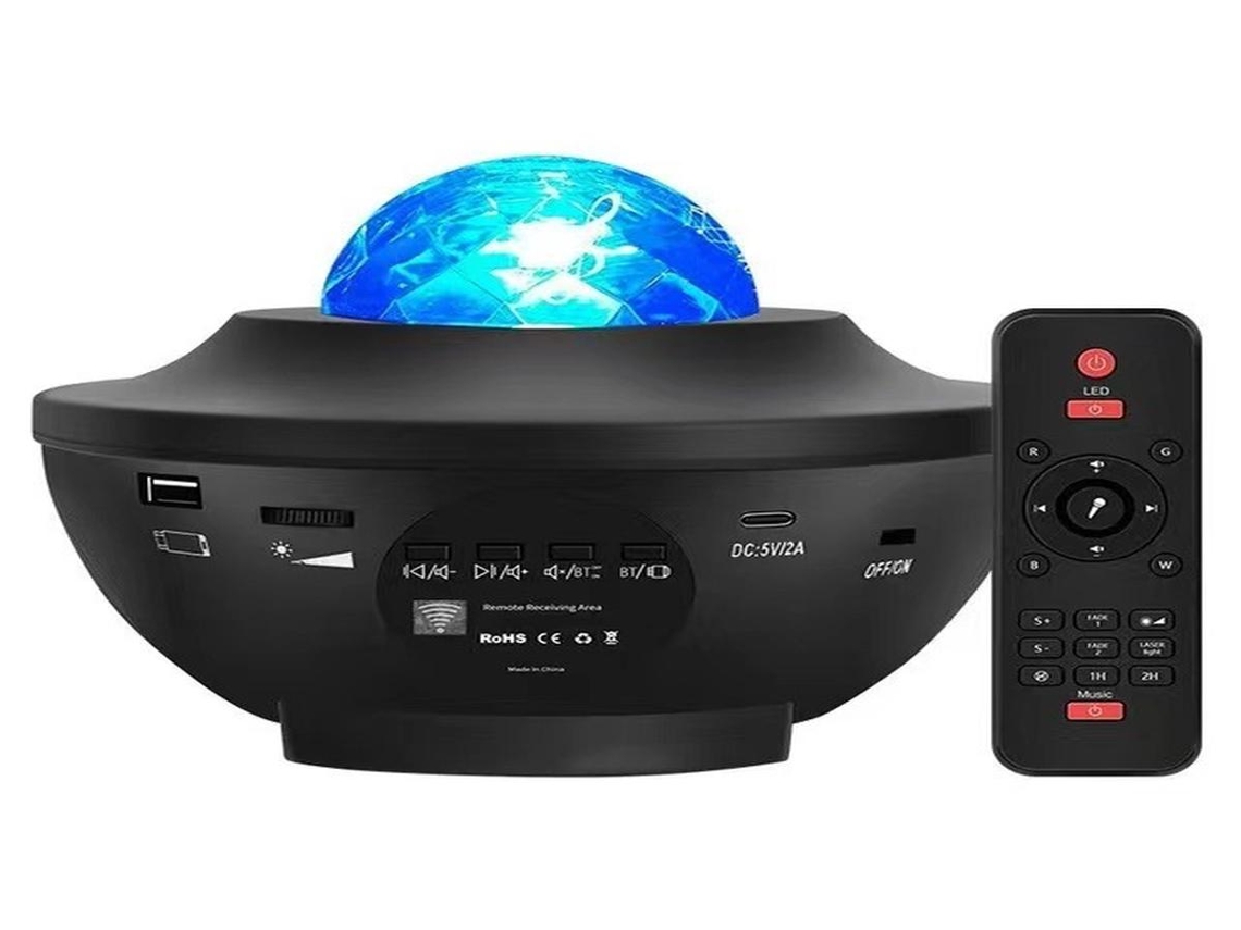 Projetor Lurelia Galaxy com alto-falante Bluetooth, controle remoto, USB, céu estrelado, som integrado, para quarto (pacote 2)