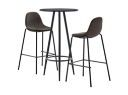 Vidaxl 3 Pcs Conjunto De Bar Tecido Cinzento-escuro
