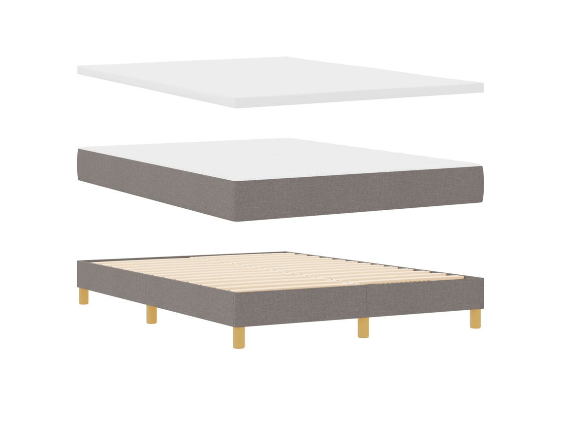 Conjunto 1 Cama Box Vidaxl Castanho-acinzentado Tecido (190 X 140 Cm)