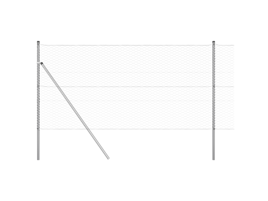 Conjunto 1 Cerca Para Jardim Vidaxl Prateado Aço (25 X 1,2 M)
