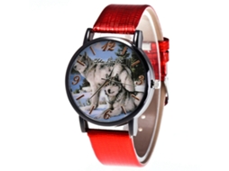 Relógio de quartzo masculino Zhoulianfa com pulseira de couro PU, resistente à água (vermelho)