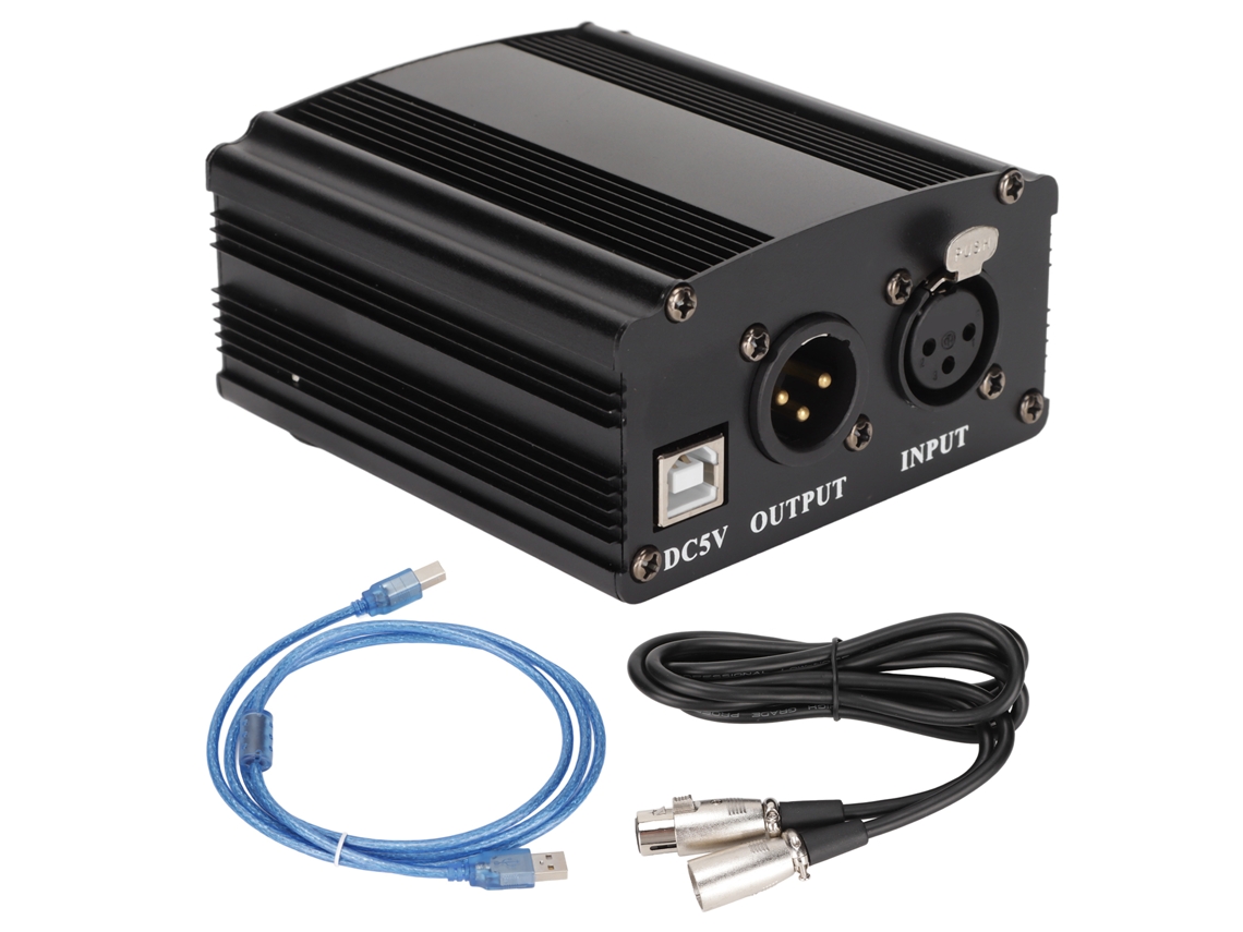 Aetheria fonte de Alimentação Fantasma 48v 1 Canal para Microfone Condensador com Cabo Xlr 3 Pinos e Usb