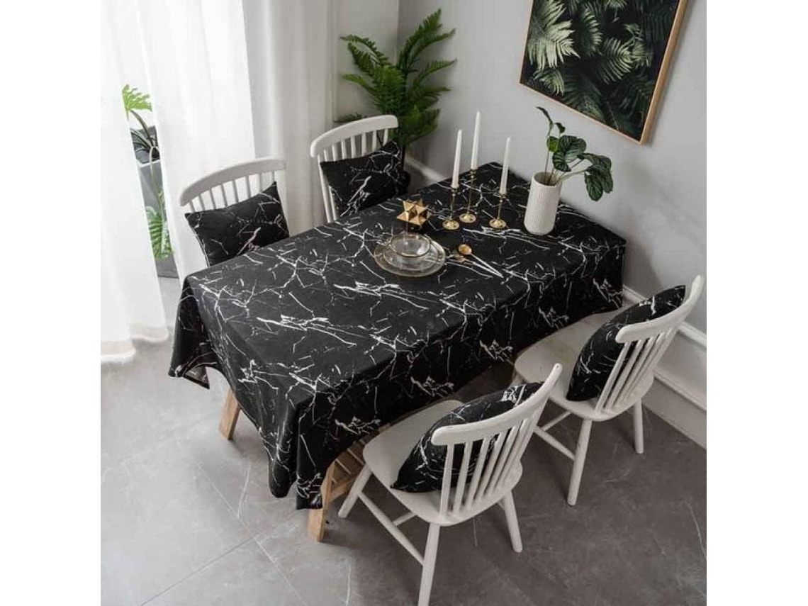 Toalha De Mesa Simples E Moderna Com Estampa De Mármore, À Prova De Poeira.
