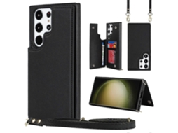 Capa Transversal Quadrada Com Fecho Duplo E Compartimento Para Cartões Para Samsung Galaxy S23 Ultra 5g Em Tpu+pu