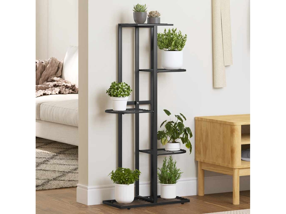 Vidaxl Suporte De Vasos C/ 5 Prateleiras 43x22x98 Cm Metal Preto