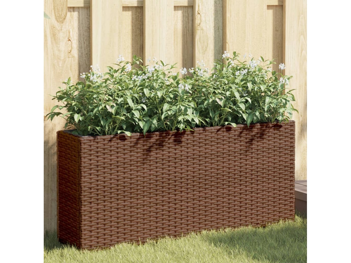 Vidaxl Floreira Com 2 Vasos 90x20x40 Cm Vime Pe Castanho
