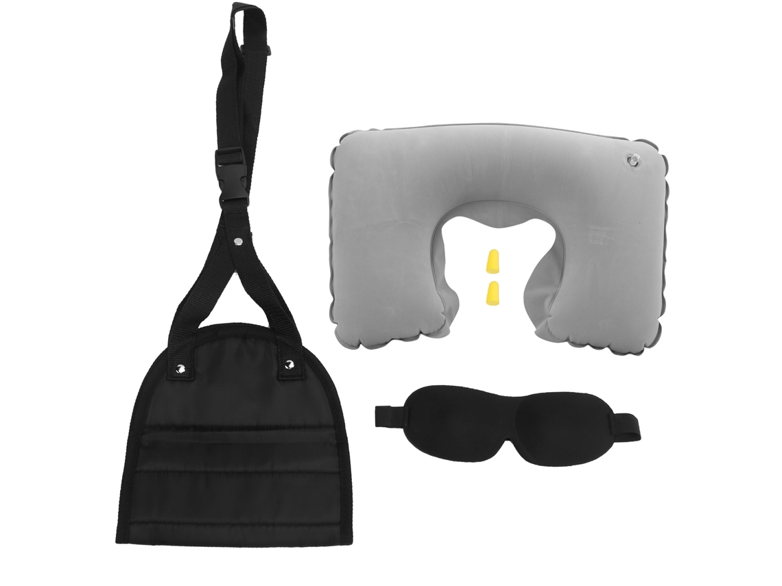 Kit De Viagem Com Almofada Pescoço, Apoio Para Os Pés, Travesseiro Inflável, Protetores Auriculares E Máscara Olhos. Aquaforge